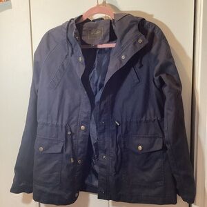 Miss London black label blue utility cargo jacket with hoodie  jacket medium